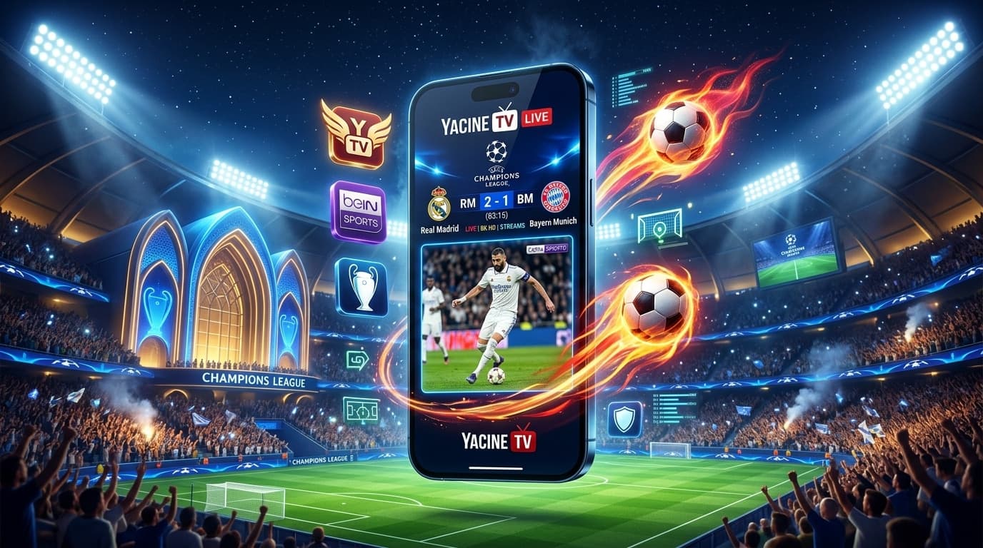 بث مباشر مباريات اليوم عبر تطبيق ياسين تيفي Yacine TV Live تحميل ياسين تيفي Yacine TV APK 2026 بث مباشر مجاني لمباريات دوري أبطال أوروبا والدوري الإنجليزي beIN Sports